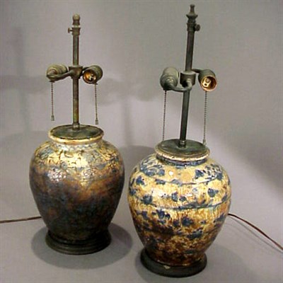 Lot 189 - Two Isnik Earthenware Jars Each mounted as a...