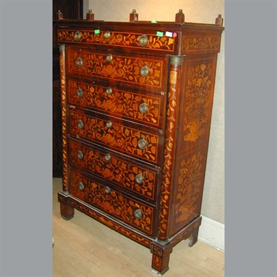 Lot 541 - Dutch Marquetry Inlaid Mahogany Tall Chest of...