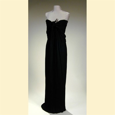 Lot 676 - Halston Strapless Black Velvet Dress American,...