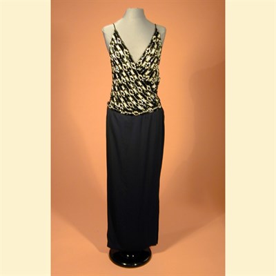 Lot 683 - Galanos Black and White Jeweled Evening Gown...