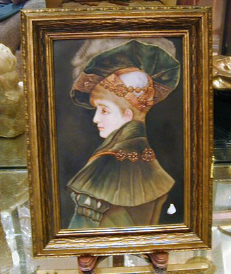 Lot 449 - Continental Porcelain Plaque Depicting a lady...