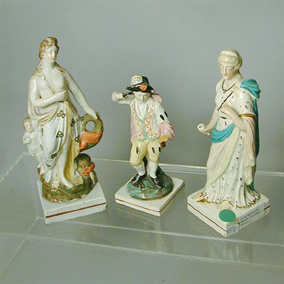 Lot 424 - Group of Three Staffordshire Pottery Figures...