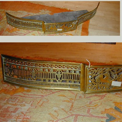 Lot 140 - Brass Fireplace Fender Of rounded form, with...