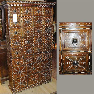 Lot 565 - Middle Eastern Bone Inlaid Wood Cabinet The...