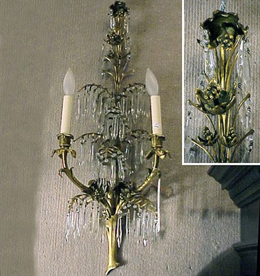 Lot 540 - Pair of Louis XV Style Gilt-Bronze Two-Light...