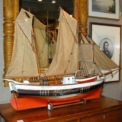 Lot 518 - Carved and Painted Wood Model of a Ship