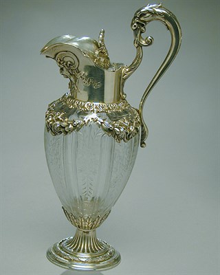 Lot 285 - Silver-Mounted Cut Glass Ewer Of ovoid form,...