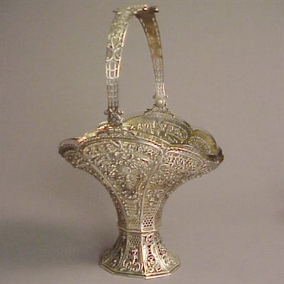 Lot 313 - Continental Silver Basket Of flaring form,...