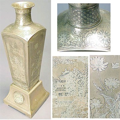 Lot 312 - Chinese Silver and 14K Gold Vase on Stand Of...
