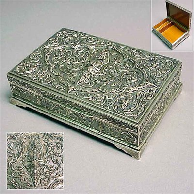 Lot 307 - Thai Silver Cigarette Box Of simple...