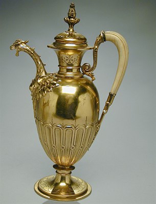 Lot 287 - Continental Silver Gilt Wine Ewer The ovoid...