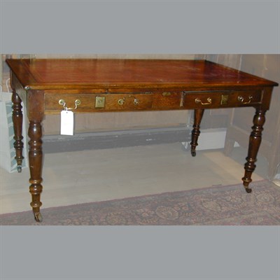 Lot 243 - Victorian Leather Inset Oak Writing Desk