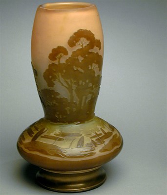 Lot 158 - Galle Cameo Glass Vase Of shaped cylindrical...