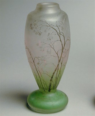 Lot 156 - Daum Nancy Enameled Cameo Glass Vase Of ovoid...