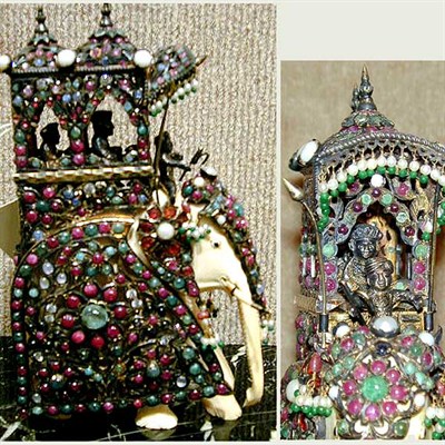 Lot 332 - Indian Jeweled Ivory Sculpture Depicting an...