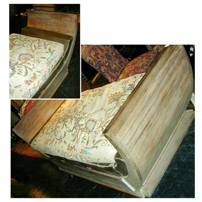 Lot 208 - Art Deco Pickled Wood Daybed Length 84 inches.