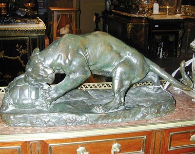 Lot 367 - Bronze Group of a Lion Attacking a Turtle...