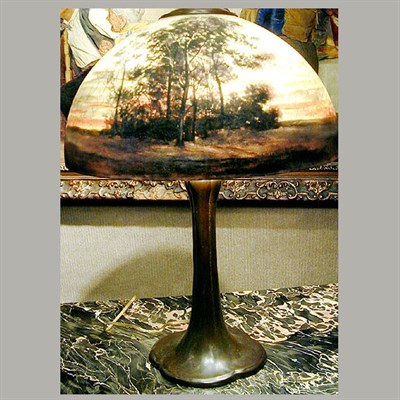 Lot 282 - Handel Reverse Painted Glass Lamp Decorated...