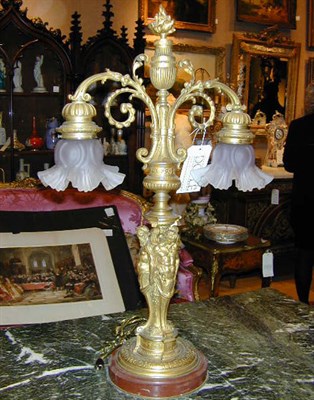 Lot 467 - Louis XVI Style Gilt-Bronze Lamp The knopped...