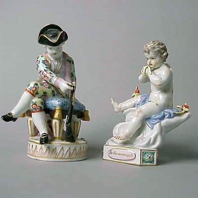 Lot 414 - Two Meissen Porcelain Figures One depicting...
