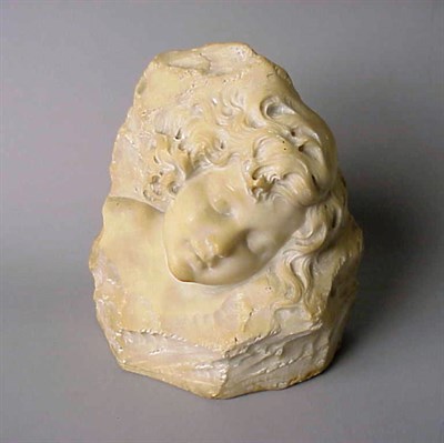 Lot 485 - Alabaster Head of a Sleeping Child Height 8...