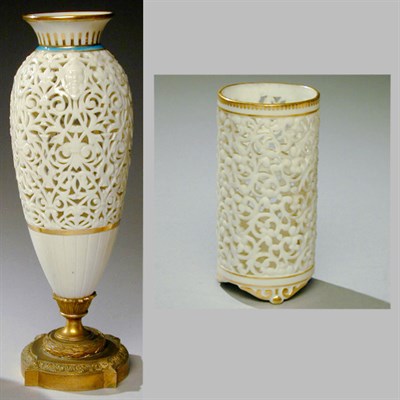 Lot 665 - Group of Five English Reticulated Porcelain...