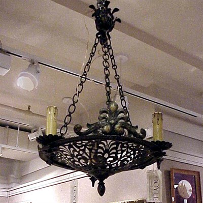 Lot 406 - Renaissance Revival Wrought Metal Four-Light...