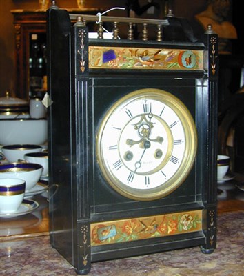 Lot 418 - Victorian Marble Mantel Clock In a black case...