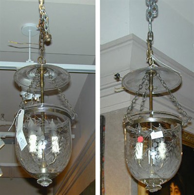 Lot 571 - Two Georgian Style Cut Glass Hanging Bell...
