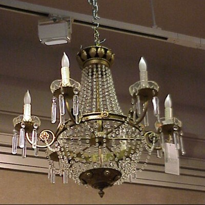 Lot 350 - Empire Style Gilt-Metal Six-Light Chandelier...