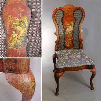 Lot 630 - Georgian Style Japaned Side Chair Partially...