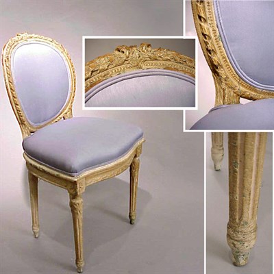 Lot 622 - Louis XVI Style Painted Wood Armchair Blue...