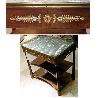 Lot 619 - Marble Top Mahogany Three-Tier Side Table...