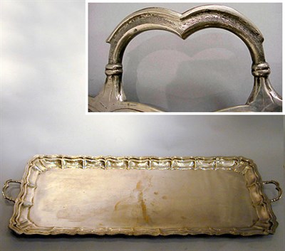 Lot 302 - Silver Plated Two-Handled Tray Raised on a...