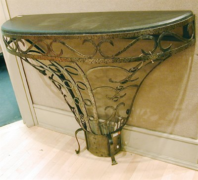 Lot 244 - Art Deco Marble and Wrought Iron Console The D-...