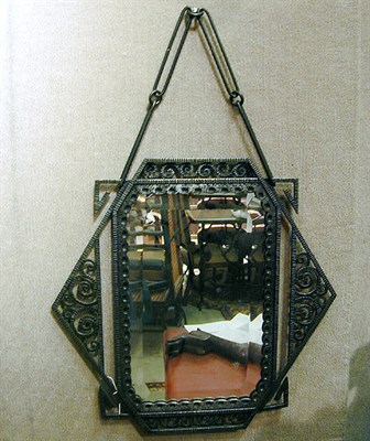 Lot 233 - Art Deco Wrought Iron Mirror Of rectangular...