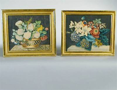 Lot 176 - American School Circa 1840 BASKET OF FLOWERS...