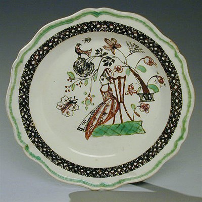 Lot 430 - English Creamware Plate 18th Century In green...