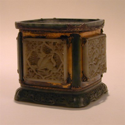 Lot 338 - Silver-Mounted Chinese Hardstone Box Edward...
