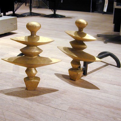 Lot 167 - Pair of Gilt-Bronze Andirons After Diego...