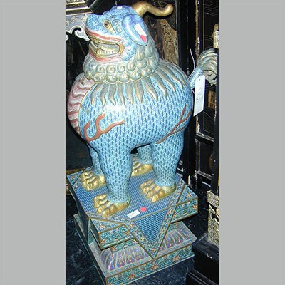 Lot 117 - Pair of Chinese Cloisonne Blue Ground Models...