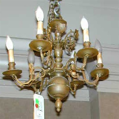 Lot 468 - Baroque Style Brass Six-Light Chandelier