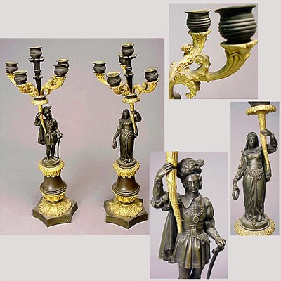 Lot 476 - Pair of Empire Style Gilt and Patinated-Bronze...