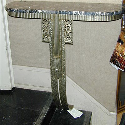 Lot 238 - French Art Deco Marble Top Wrought Iron...