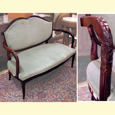 Lot 252 - French Art Deco Mahogany Settee Paul Follot...