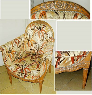 Lot 250 - Pair of French Art Deco Fruitwood Armchairs...