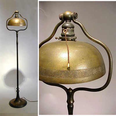 Lot 267 - Tiffany Studios Patinated-Bronze Floor Lamp...