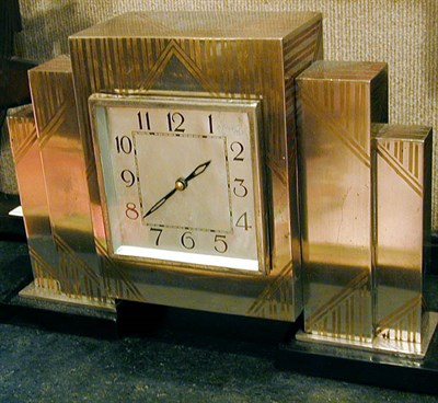 Lot 227 - French Art Deco Silvered Bronze Clock Signed M....