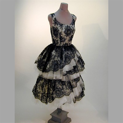 Lot 130 - Black and White Lace Bouffant Dress French,...
