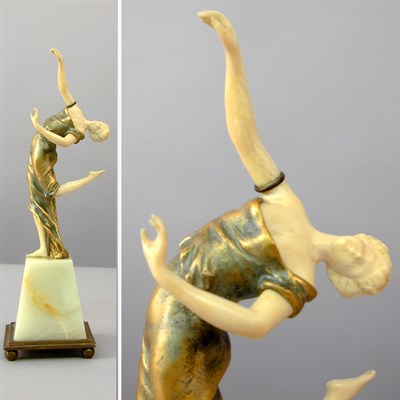Lot 224 - Art Deco Bronze and Ivory Figure of a Dancer...